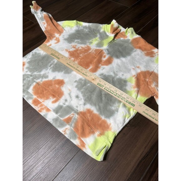 Lou & Grey Cropped Quarter Zip Sweatshirt Tie Dye Green Blue Orange Soft Small - Picture 3 of 5